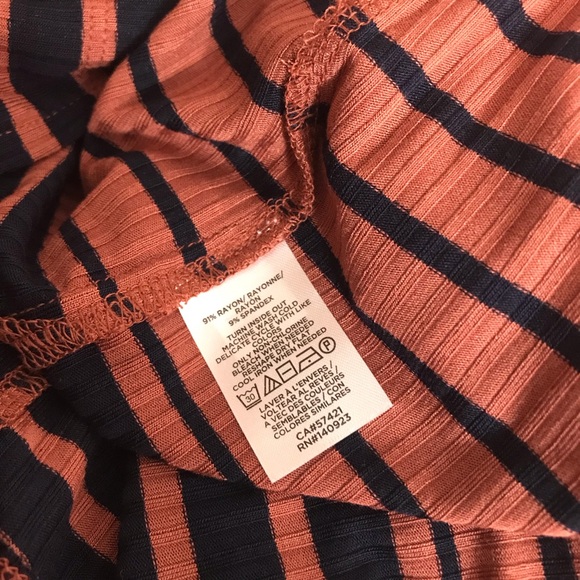 LOFT Small Striped Henley Midi Dress Intense Copper Comfort - Picture 10 of 10